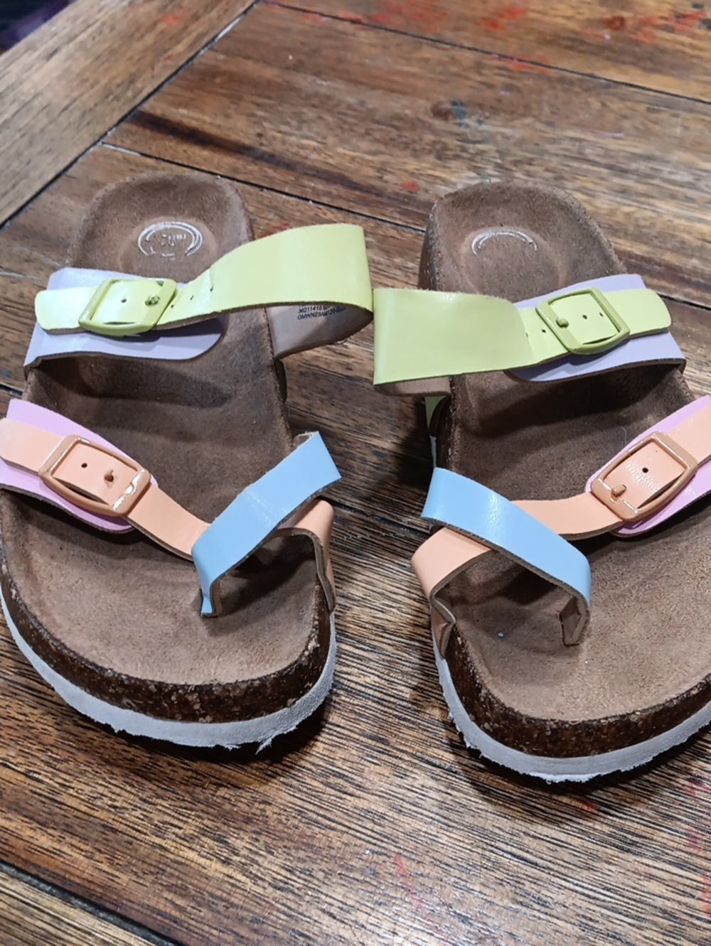 Wonder Nation Kids Multi-Color Buckle Sandals - Pastel Straps